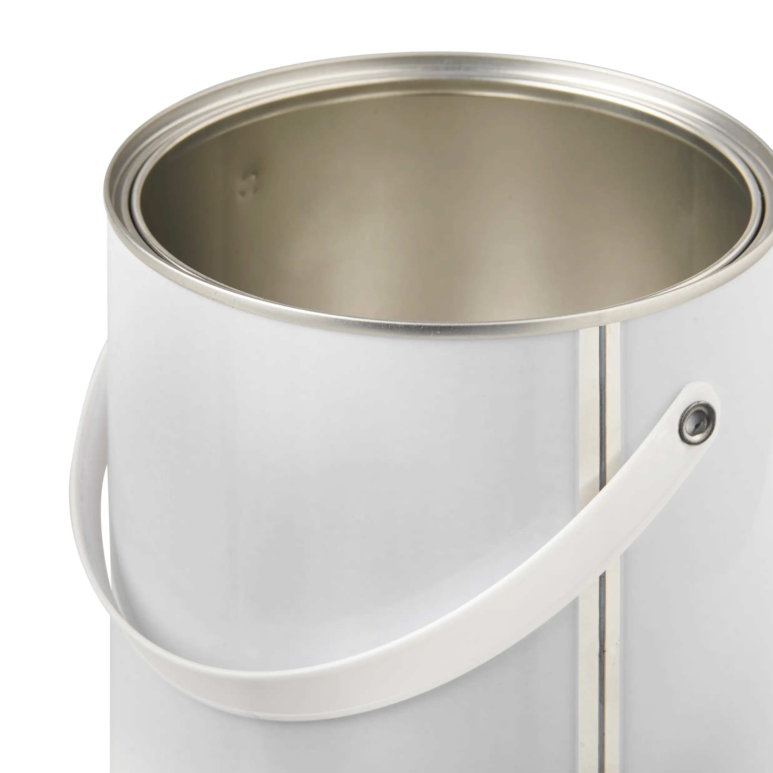 2.5 Litre Plain Lever Lid Tin in White with Plastic Handle - Image 3
